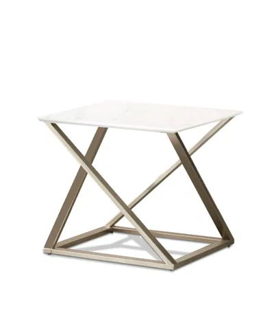 STEVE SILVER STEVE SILVER ZURICH 24" SQUARE FAUX MARBLE AND MATTE CHROME END TABLE
