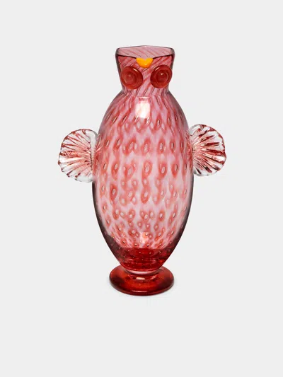STEWART HEARN OWL HAND-BLOWN GLASS LARGE JUG