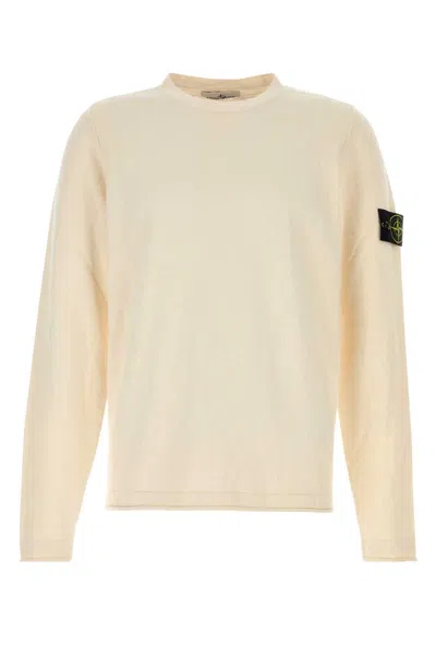 STONE ISLAND STONE ISLAND IVORY COTTON BLEND SWEATER