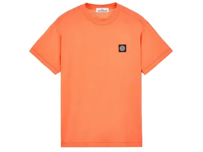 STONE ISLAND 24113 60/2 COTTON JERSEY GARMENT DYED T-SHIRT IN ORANGE