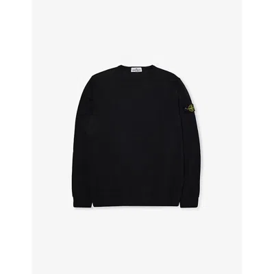 STONE ISLAND BLACK BRAND-BADGE CREWNECK COTTON-JERSEY SWEATSHIRT