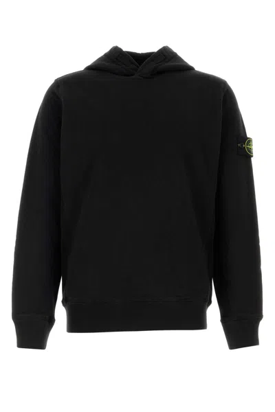 STONE ISLAND BLACK COTTON SWEATSHIRT