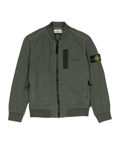 STONE ISLAND STONE ISLAND JUNIOR COMPASS-BADGE ZIP-UP BOMBER JACKET