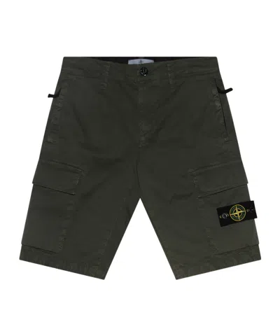 STONE ISLAND STONE ISLAND JUNIOR COMPASS PATCH KNEE-LENGTH CARGO SHORTS