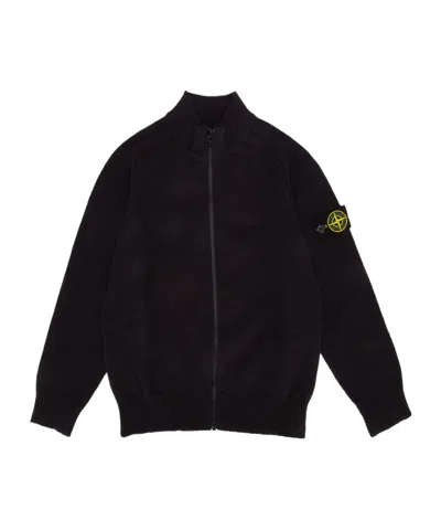 STONE ISLAND STONE ISLAND JUNIOR COMPASS-MOTIF ZIPPED CARDIGAN