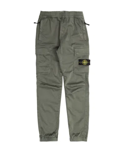 STONE ISLAND STONE ISLAND JUNIOR COMPASS-MOTIF ELASTIC WAIST TROUSERS