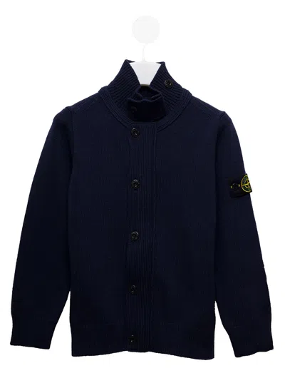STONE ISLAND STONE ISLAND JUNIOR COMPASS-PATCH BUTTONED KNITTED CARDIGAN