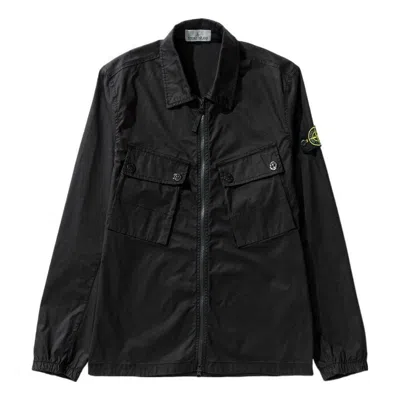 STONE ISLAND STONE ISLAND Compass Patch Zip up Shirt 'Black'
