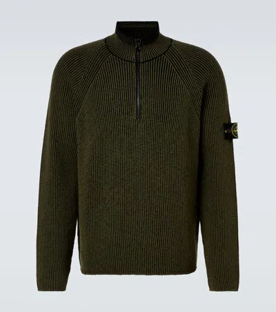 STONE ISLAND COMPASS WOOL AND COTTON-BLEND SWEATER