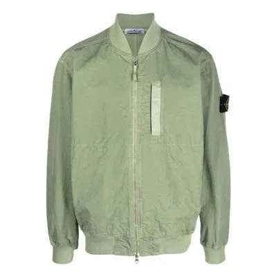STONE ISLAND STONE ISLAND Cupro Cotton Twill Bomber Jacket 'Sage'