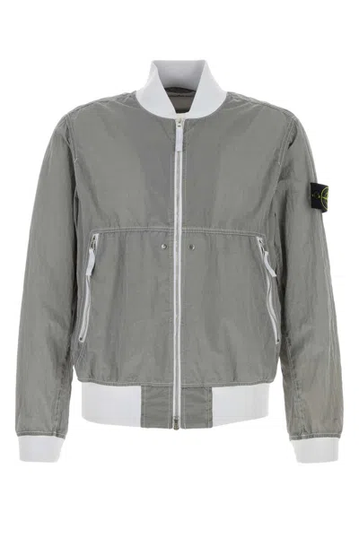 STONE ISLAND GREY NYLON BOMBER JACKET