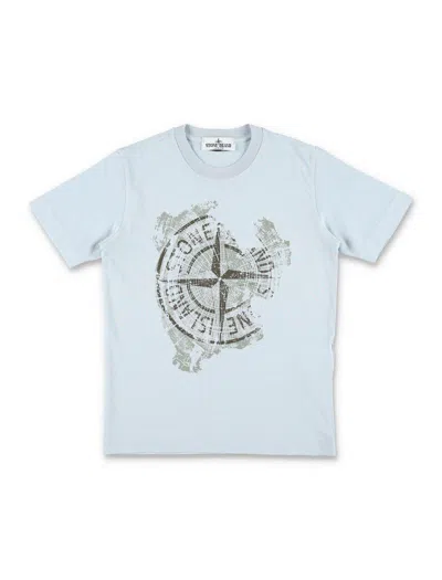 STONE ISLAND JUNIOR COMPASS PRINTED CREWNECK T-SHIRT