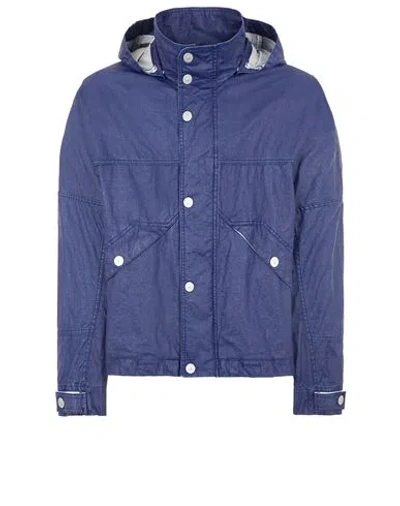 STONE ISLAND STONE ISLAND LIGHTWEIGHT JACKET BLUE LINEN, POLYURETHANE COATED