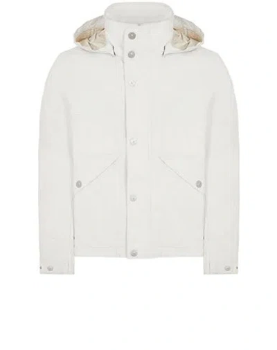 STONE ISLAND STONE ISLAND LIGHTWEIGHT JACKET WHITE LINEN, POLYURETHANE COATED