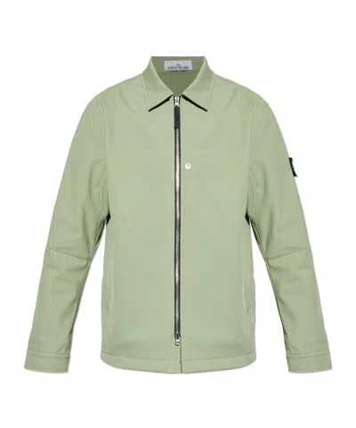 STONE ISLAND STONE ISLAND LOGO PATCH ZIP-UP JACKET