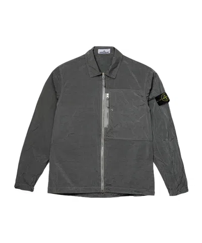 STONE ISLAND STONE ISLAND LOGO PATCH ZIP-UP OVERSHIRT