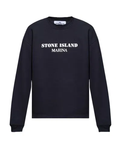 STONE ISLAND LOGO-PRINT COTTON SWEATSHIRT