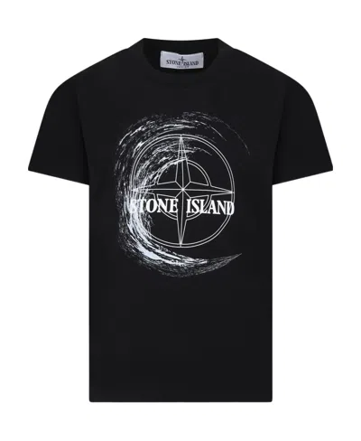 STONE ISLAND STONE ISLAND JUNIOR LOGO PRINTED CREWNECK T-SHIRT