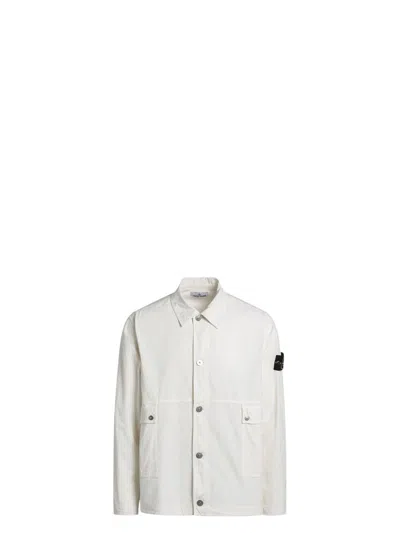 STONE ISLAND MEN'S IVORY COTTON JACKET