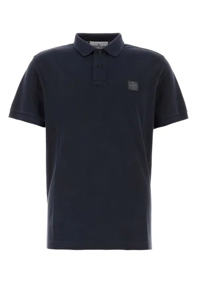 STONE ISLAND STONE ISLAND MEN NAVY BLUE PIQUET POLO SHIRT