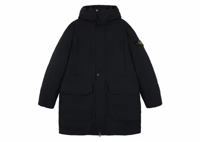 STONE ISLAND MEN'S STONE ISLAND POLYESTER MICRO TWILL LONG DOWN PARKA JACKET IN BLACK