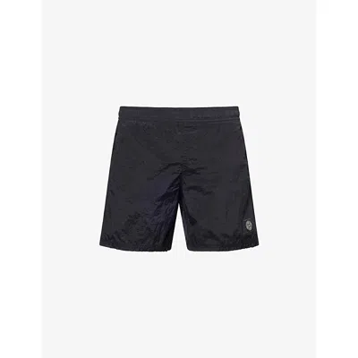 STONE ISLAND MENS BLACK NYLON METAL RELAXED-FIT SHELL SHORTS