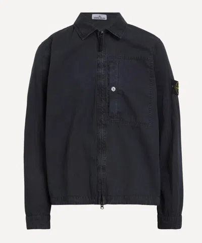 STONE ISLAND STONE ISLAND MENS NAVY ZIPPED OVERSHIRT