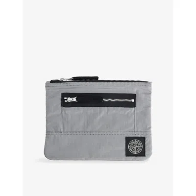 STONE ISLAND MENS PEARL GREY LOGO-PATCH NYLON PATCH