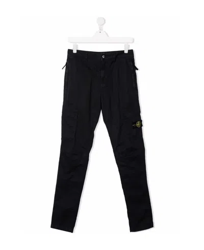 STONE ISLAND NAVY BLUE LOGO PANTS