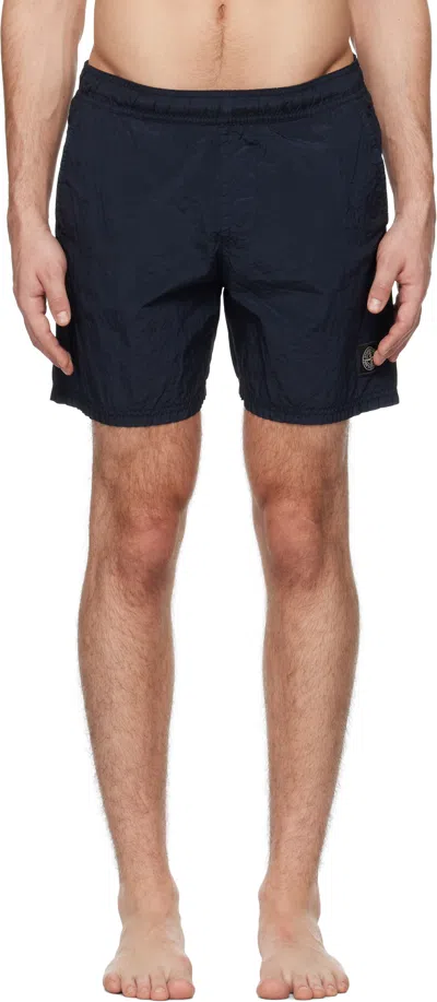 STONE ISLAND NAVY CRINKLED SWIM SHORTS
