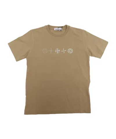 STONE ISLAND STONE ISLAND JUNIOR COMPASS PRINTED CREWNECK T-SHIRT