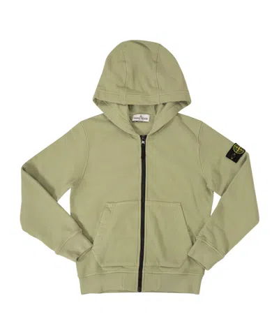 STONE ISLAND STONE ISLAND JUNIOR COMPASS PATCH ZIP-UP HOODIE