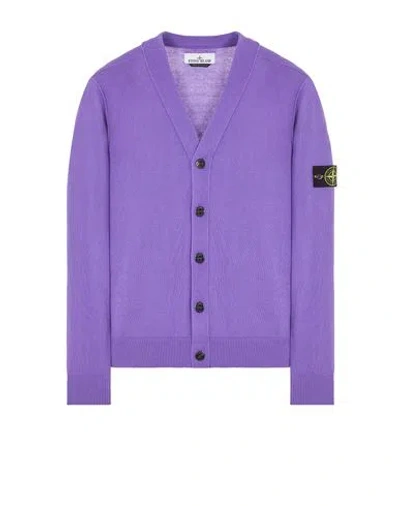 STONE ISLAND STONE ISLAND SWEATER PURPLE COTTON