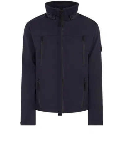 STONE ISLAND STONE ISLAND WEICH SHELL-R JACKE IN BLAU, WINDFEST UND WASSERFEST (Q0722)
