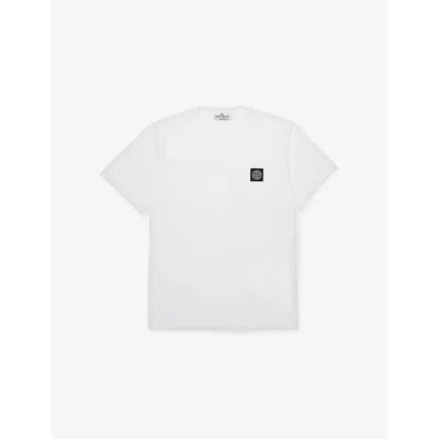 STONE ISLAND WHITE CLASSIC SHORT-SLEEVE COTTON T-SHIRT