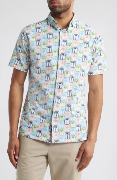 STONE ROSE STONE ROSE BOARDWALK PALM PERFORMANCE SHORT SLEEVE BUTTON-UP SHIRT