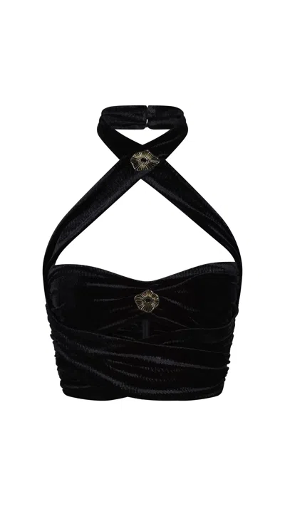 STORM LABEL WOMEN'S XANTHE BLACK VELVET TOP