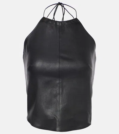 STOULS ROSIE HALTERNECK LEATHER TOP