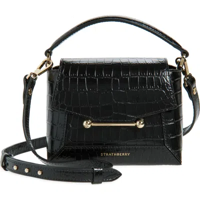STRATHBERRY STRATHBERRY NANO MOSAIC CROC EMBOSSED LEATHER TOP HANDLE BAG