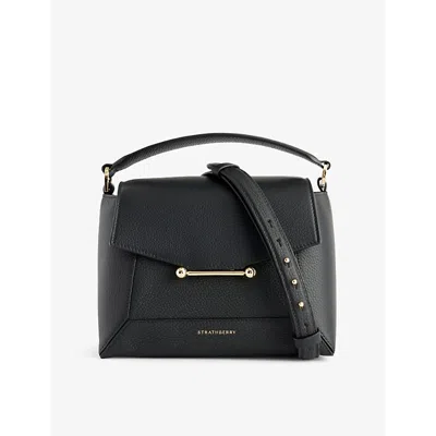 STRATHBERRY WOMENS BLACK MOSAIC LEATHER TOP-HANDLE BAG