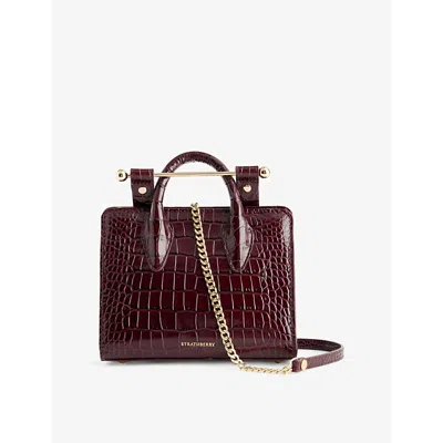 STRATHBERRY WOMENS BURGUNDY THE STRATHBERRY NANO LEATHER TOTE BAG