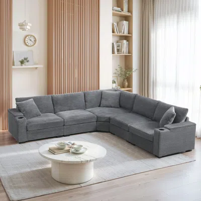 STREAMDALE FURNITURE STREAMDALE 106" L-SHAPED SECTIONAL SOFA WITH USB