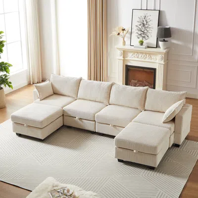 STREAMDALE FURNITURE STREAMDALE 113.5" MODULAR SECTIONA CORDUROY SOFA