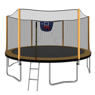STREAMDALE FURNITURE STREAMDALE 14FT POWDER-COATED ADVANCED TRAMPOLINE WITH BASKETBALL HOOP INFLATOR AND LADDER(OUTER SAF
