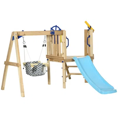 STREAMDALE FURNITURE STREAMDALE 3 IN 1 WOODEN SWING SET OUTDOOR PLAYSET WITH BABY SWING SEAT