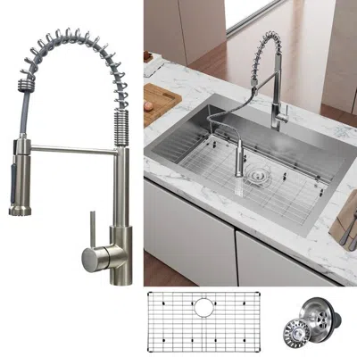 STREAMDALE FURNITURE STREAMDALE 33" DUAL MOUNT KITCHEN SINK WITH FAUCET COMBO