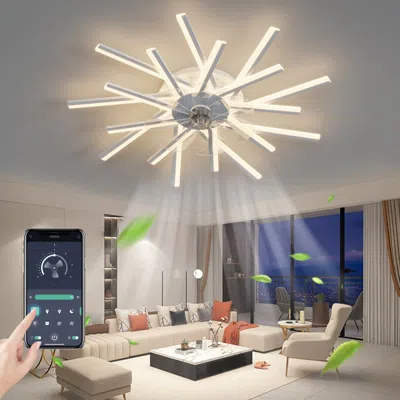 STREAMDALE FURNITURE STREAMDALE 36IN CEILING FAN WITH LIGHTS REMOTE CONTRO DIMMABLE LED, 6 GEAR