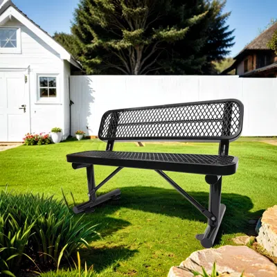 STREAMDALE FURNITURE STREAMDALE 4 FT. OUTDOOR STEEL BENCH WITH BACKREST IN BLACK