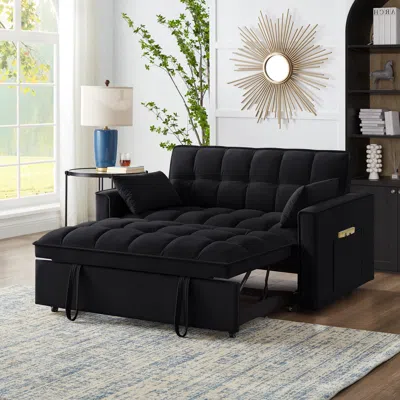 STREAMDALE FURNITURE STREAMDALE 4-IN-1 SPACE-SAVING VELVET LOVESEAT SOFA BED WITH STORAGE