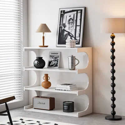 STREAMDALE FURNITURE STREAMDALE 4-TIER WHITE BOOK SHELF & COFFEE TABLE